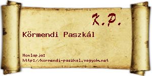 Körmendi Paszkál névjegykártya